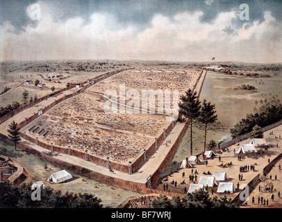 Andersonville prison, officially known as Camp Sumter, where Union prisoners were kept during the American Civil War. Stock Photo