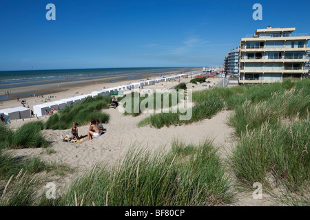 View over sand dunes and beach of the North Sea resort of De Panne in Belgium Stock Photo