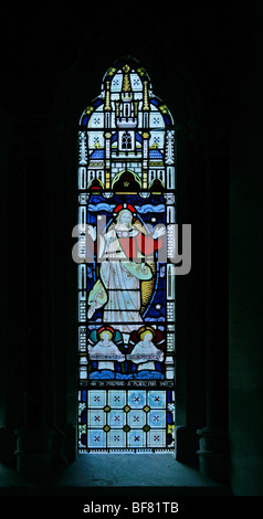 A stained glass window depicting The Ascension,  Church of St Mary, South Tidworth, Wiltshire Stock Photo