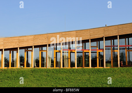 Southern Window Facade Sustainable Building of Slunakov Ecological and Educational Center in Horka near Olomouc, Czech Republic Stock Photo