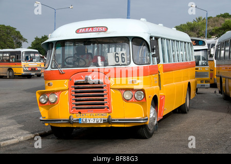 Malta Valletta City Bus Yellow Public Transport Stock Photo