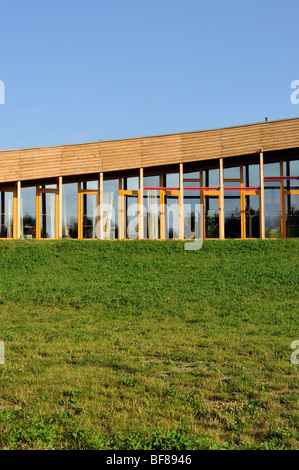 Southern Window Facade Sustainable Building of Slunakov Ecological and Educational Center in Horka near Olomouc, Czech Republic Stock Photo