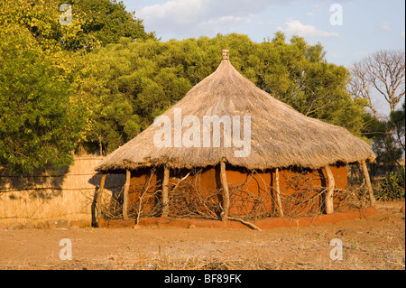 Traditional Zambian huts in Nsongwe village near Livingstone. Stock Photo