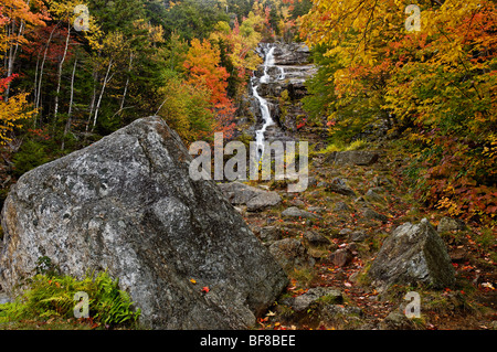 Autumn Color at Silver Cascade in the White Mountains National Forest in New Hampshire Stock Photo