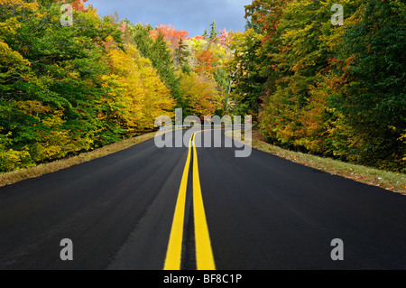 Autumn Color and Bear Notch Road in the White Mountains National Forest in New Hampshire Stock Photo