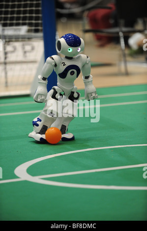 RoboCup 2009, Graz, robot world championship, robotics, humanoid, Nao-robot, glare Stock Photo