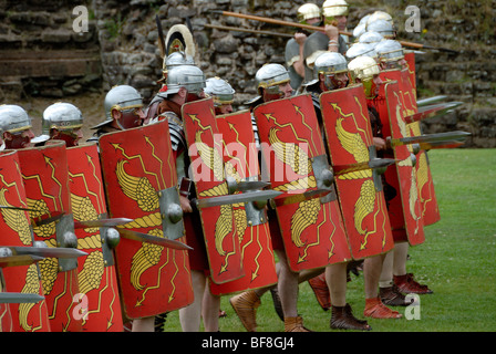 The Ermine Street Guard performing at the Roman Military Spectacular in Caerleon Stock Photo