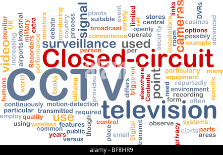 Word cloud concept illustration of CCTV surveillance cameras Stock Photo