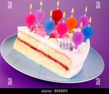 Lit happy Birthday candles on a birthday cake Stock Photo - Alamy