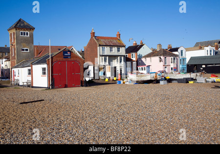 Old lifeboat station fishing boats Aldeburgh, Suffolk, England Stock Photo