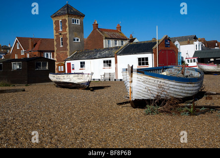 Old lifeboat station fishing boats Aldeburgh, Suffolk, England Stock Photo