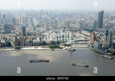 Huangpu, Huangpu River and Suzhou Creek seen from the Oriental Pearl Tower. Shanghai, China Stock Photo