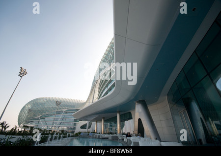 Yas Viceroy hotel on Yas Island marina at the Formula One circuit, Abu Dhabi, UAE Stock Photo