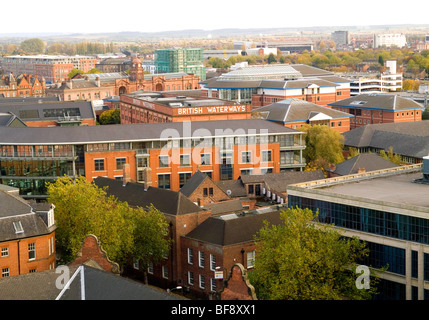 The Nottingham City skyline viewed from the terraces of the Castle, Nottinghamshire England UK Stock Photo