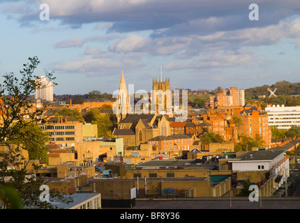 The Nottingham City skyline viewed from the terraces of the Castle, Nottinghamshire England UK Stock Photo