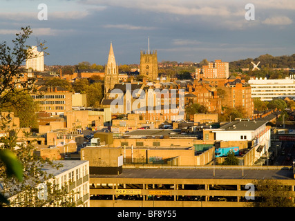 The Nottingham City skyline viewed from the terraces of the Castle, Nottinghamshire England UK Stock Photo