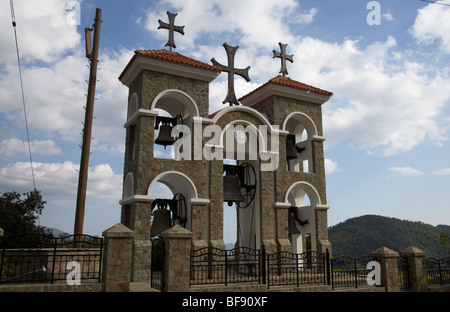 bell tower of the Holy Royal and Stavropegiac Monastery of the Virgin of Kykkos Troodos republic of Cyprus Stock Photo