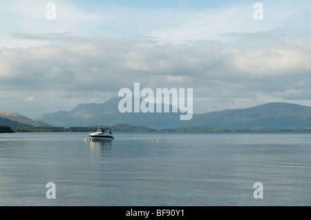 View across Loch Lomond towards Ben Lomond from Lomond Castle Stock Photo