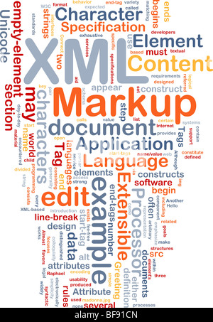 Word cloud concept illustration of XML markup language Stock Photo