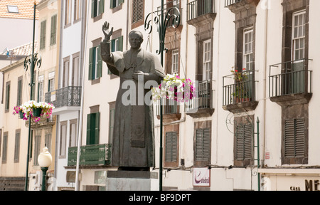 A statue of Pope John Paul II in Funchal, Madeira Stock Photo