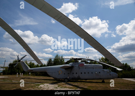 Cargo helicopter Mi6A (Halo Heavy Transport Helicopter) is seen in the Ukrainian aviation museum in Kiev-Zhulyany. Stock Photo