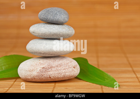 Stack of balanced stones with shallow depth of field Stock Photo