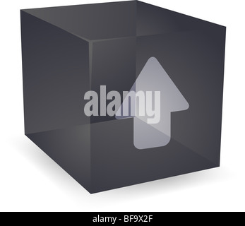 icon on translucent cube shape illustration Stock Photo