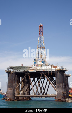 Oil Rig in Table Bay - Cape Town Stock Photo