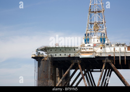 Oil Rig in Table Bay - Cape Town Stock Photo