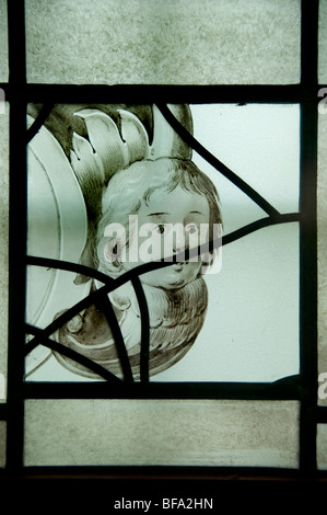 Museum Haarlem Netherlands leaded window stained glass Stock Photo