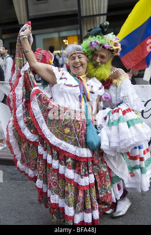 2009: Hispanic Day Parade in NYC where thousands celebrate the culture of their home countries. Stock Photo