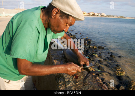 On the harbour of Sal Rei, capitale of Boa Vista, Cape-Verde Stock Photo