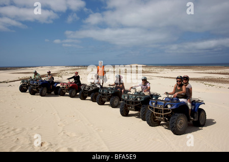 Some quads on the beach of Praia de Chavez, west coast of Boa Vista, Cape-Verde Stock Photo