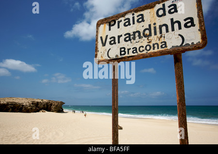 The beach of Praia de Varandinha which continue Praia de Chavez, on the west coast of Boa Vista, Cape-Verde Stock Photo