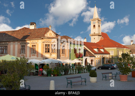 Buildings on the main square, Rust ( Hungarian: Ruszt ) on the Neusiedler See, Burgenland, Austria  Stock Photo