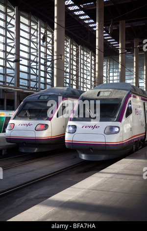 RENFE high speed train, Atocha Station, Madrid, Spain Stock Photo