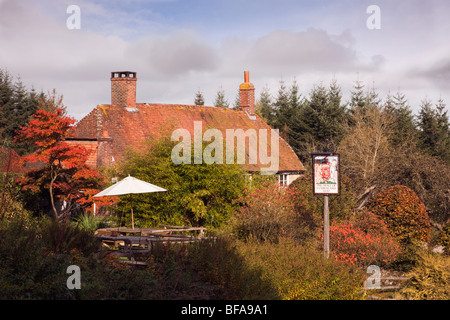 The Duke of Cumberland country pub in hamlet near Midhurst in South Downs National Park in autumn. Henley West Sussex England UK Stock Photo