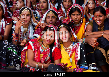 Rajput girls at the Camel Fair in Pushkar India Stock Photo