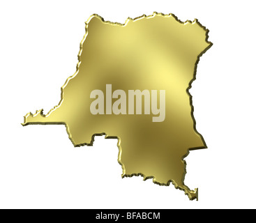 Congo republic of 3d golden map Stock Photo - Alamy