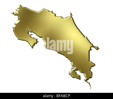 Costa Rica 3d golden map Stock Photo