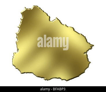 Uruguay 3d golden map Stock Photo