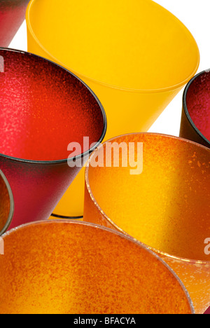 Photo of yellow and red glasses. Macro.