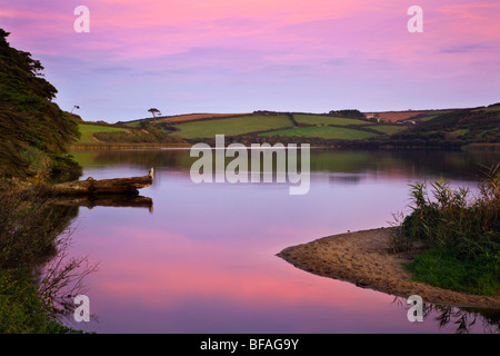 Loe Pool; near Helston; Cornwall; at sunset Stock Photo