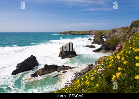 Bedruthan Steps beach,  North Cornwall Coast Britain Stock Photo