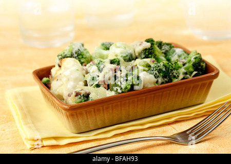 Baked broccoli and cauliflower. Recipe available. Stock Photo