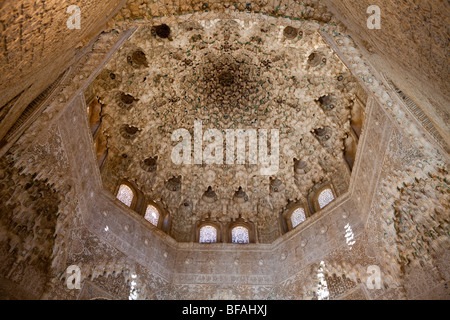 Dome, Hall of the Two Sisters, Court of the Lions, Alhambra, Granada, Spain Stock Photo