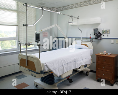 Hospital Bed In Empty Hospital Room, USA Stock Photo