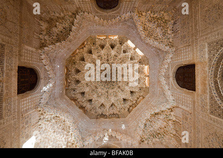 Dome, Hall of the Two Sisters, Court of the Lions, Alhambra, Granada, Spain Stock Photo