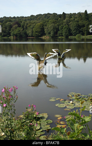 Flying Geese sculpture in the lake at Trentham Gardens, Stoke-on-Trent Stock Photo