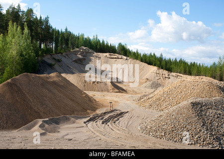 Gravel pit at an ice-age esker , Finland Stock Photo